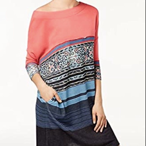 FREE PEOPLE Oversized Printed Colorblock T-Shirt Dress - Picture 3 of 9